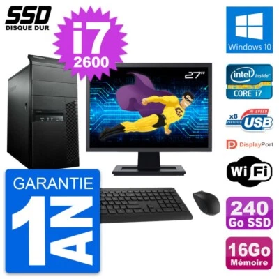 PC tour Lenovo M91p Bildschirm 27 " Intel i7-2600 RAM 16Go SSD 240Go Windows 10 - Bild 1 von 3