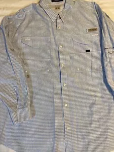 Columbia PFG Super Bonehead Fishing Shirt Omni Shade Vented Blue Plaid Mens XXL - Picture 1 of 13
