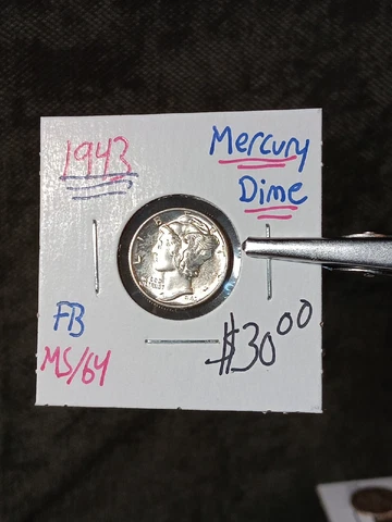 👉1943 Mercury Dime Stunning Higher Grade Ms++ FB ? J/22 Cover
