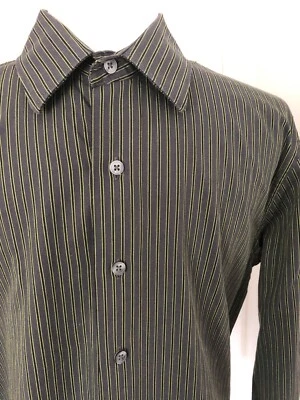 $45 NEW APT 9 Mens Size S Black Dk Gray  Pin Stripe  DRESS SHIRT L/S Button - Image 1 of 4