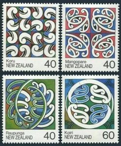 MINT 1988 NEW ZEALAND NZ ART MAORI RAFTER PAINTINGS STAMP SET OF 4 - Bild 1 von 1