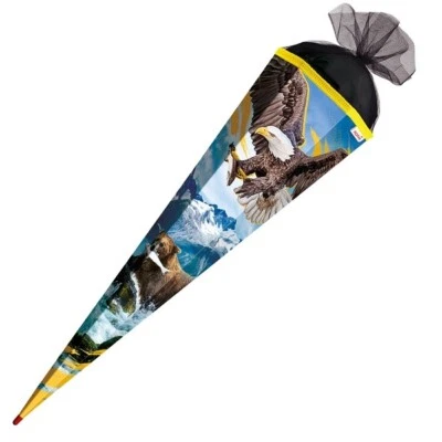 SCHULTÜTE SEEADLER 85 CM 6-ECKIG MIT TÜLLVERSCHLUSS & SPITZE VON ROTH NEU