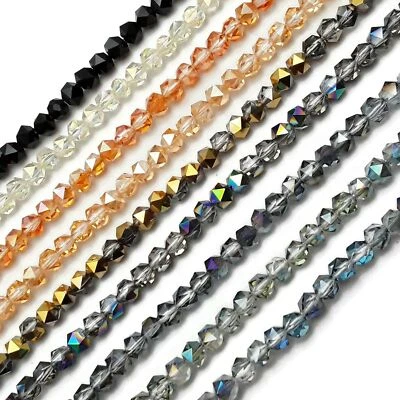 Cuentas redondas de cristal facetadas corte estrella 6 mm 13" hilo Foto 1 de 4