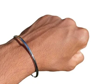 Chrome Plated Kara Silver Smooth Sikh Bracelet Singh Kaur Khalsa Bangle T14 NEW - Picture 1 of 12