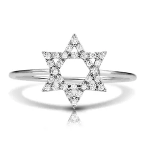 Zierlicher Stern Diamant Ring, Davidstern - Bild 1 von 3