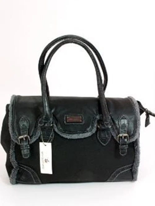 David Jones Mujer Imitación Cuero Bolso Correa de Hombro Negro Marrón Oscuro Foto 1 de 1