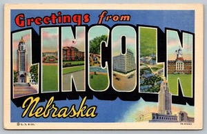 Postkarte Großbrief Grüße aus Lincoln Nebraska Leinen NE - Bild 1 von 2