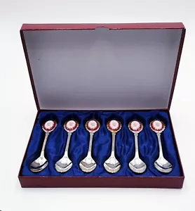 Royal Albert Set of 6 Tea Spoons in Lady Hamilton Design, Original Box - Picture 1 of 7