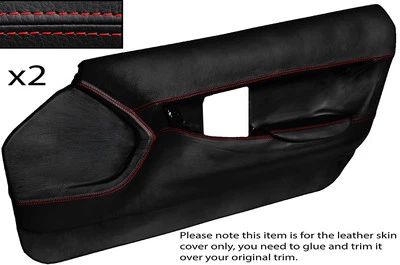 Rote Naht 2X Vorne Komplett T�rverkleidung Leder Skin Cover F�r Corvette C4 - Bild 1 von 3