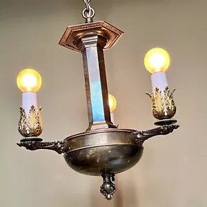 Vintage Antique 1910 Mission Arts & Crafts Art Nouveau Chandelier - Restored! - Picture 1 of 12