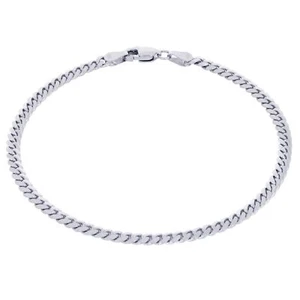 10K White Gold Solid 3.5mm Miami Cuban Link Chain Bracelet Mens Womens - 7.5" - Picture 1 of 10