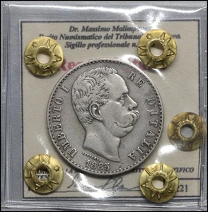 Vereinigte D'Italia Umberto I 2 Livre 1885 Qspl R2 Münzen Italiane Silber Italy - Bild 1 von 4