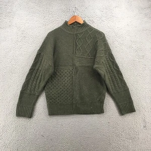 American Eagle Outfitters Mock Neck Sweater Mens M Green Cable Knit Long Sleeve - Picture 1 of 17