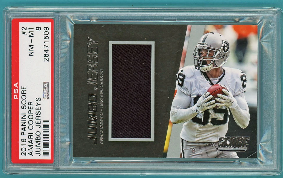 2016 Panini Score Jumbo Jerseys Amari Cooper Game Used Jersey #2 PSA 8! Raiders! - Image 1 of 2