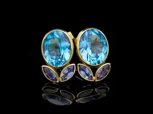 Top Preis Ohrringe 10,40 ct. Tansanite Topase 750 Gold Wert: 4.400 EUR Neu Deta - Bild 1 von 7