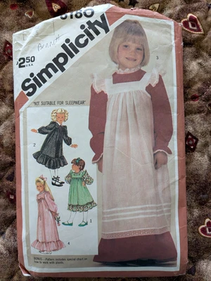 Simplicity 6180 Vintage 1983 CUT COMPLETE Little Girls Dress, Pinafore Size 5 - Image 1 of 4