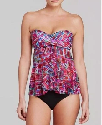 Profile by Gottex Womens Swimsuit Sz 8 2-Piece Mardi Gras Flyaway Tankini Beachy - Image 1 of 4