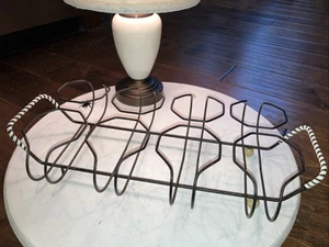 Vintage MCM schwarz Metall Träger Caddy Rack für 8 Gläser, Glas NICHT enthalten - Bild 1 von 17