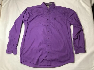 Camisa Cinch Para Hombres Grande Púrpura Con Botones Borde Cachemira Occidental Manga Larga Foto 1 de 4