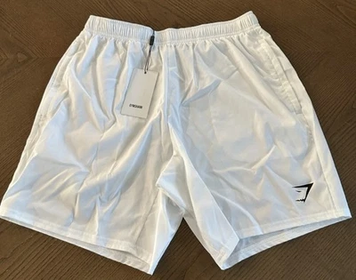 Pantalones Cortos Gymshark Para Hombres Grandes Blancos Llegada 7” Sin Forro Gimnasio Atlético Elastizado NUEVO Foto 1 de 4