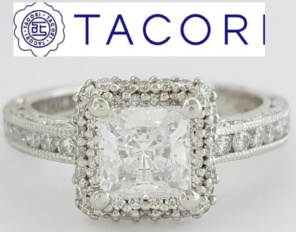 TACORI Blooming Beauties HT 2520 EC 8.5 X 6 Platinum Semi-Mount Engagement Ring  - Image 1 of 4