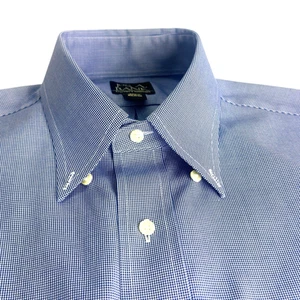Jos A Bank Dress Shirt Mens 16 32 Blue Micro Houndstooth Traveler Cotton Pocket - Picture 1 of 10