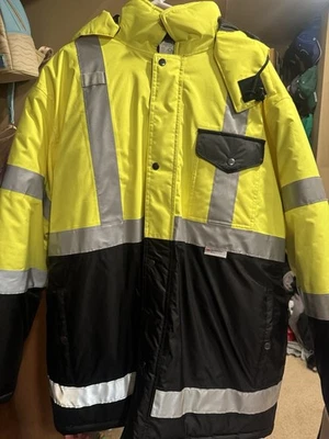High Visibility Reflective Insulated Waterproof Road Work Parka Jacket 2XL - Image 1 of 3