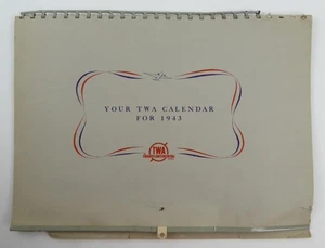 1943 TWA Trans World Airlines America The Beautiful 16x12.5 Calendar Vintage - Picture 1 of 5