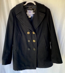 VTG Y2K..DSCP..QUARTERBACK COLLECTION..BLACK..WOOL..PEACOAT..JACKET..WOMEN 14L - Picture 1 of 5