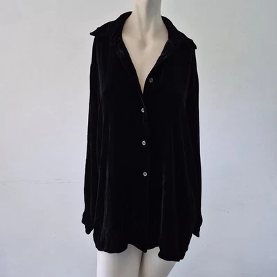 Vintage Max Mara Weekend Velvet Shirt Longline Button Up UK 14/16 Silk Viscose - Image 1 of 4