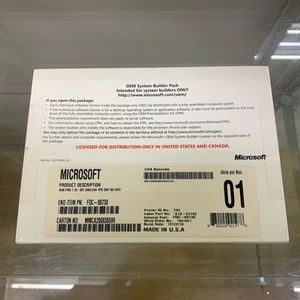 🔥Microsoft OEM System Builders Pack Windows Pro 7 DVD Inglés 32 bits🔥 - Imagen 1 de 2