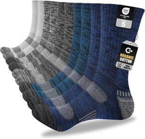 Herren Baumwolle Boot Crew Socken, 5 Paar Vollpolster Dicke Socken Feuchtigkeitsableitend & - Bild 1 von 12