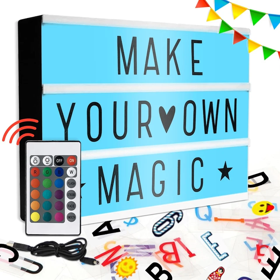 Light Box,Insegna Luminosa,Led A4 Scatola Luminosa,Con 294 Lettere Ed Emoji,Lava - Immagine 1 di 4