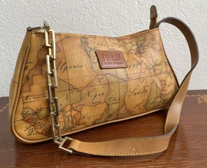 Alviero Martini 1 Klasse Handtasche Geo Map Leder Schultertasche echt Handtasche - Bild 1 von 15