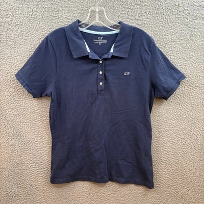 Camisa Polo Vineyard Vines Mujer Mediana Azul Marino Manga Corta Piqué Rugby Damas M Foto 1 de 4