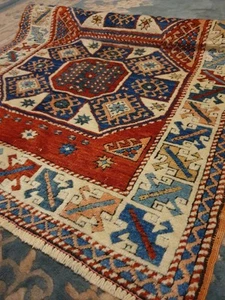 Antiker Handgeknüpfter KAUKASUS Orientteppich KAZAK 86×130 cm Traditioneller Rug - Bild 1 von 24