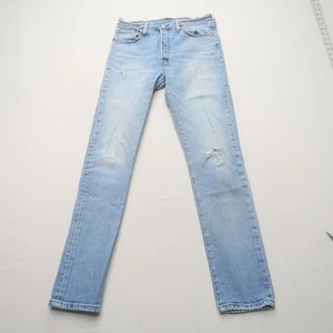Levi's Womens 501 Jeans Size 29 Light Wash Distressed Button Fly Denim - Picture 1 of 10