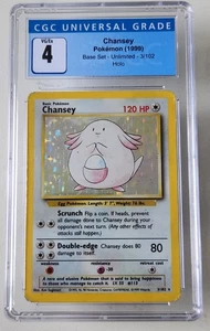 CGC 4 CHANSEY 3 SET BASE UNLIMITED HOLO POKEMON Vintage Tcg Card - Foto 1 di 2