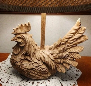 🐓 Hahn/Lampe Landhaus Holzoptik Harz Tischlampe ohne Schirm - Bild 1 von 19