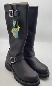 RIDETECS 16" Leather Biker Riding Boots Mens Black Tall & Wide Calf Adjust 8.5W - Picture 1 of 16