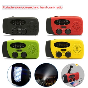 Hand Crank Dynamo Wind Up Solar AM FM Radio USB Charger Camping Light Torch Gift - Picture 1 of 17