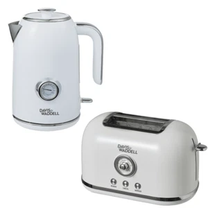 Davis & Waddell Retro Electric Kettle and Bread Toaster 2 Slice White - Picture 1 of 3