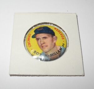 1956 Topps Baseball Pin Coin Pinback Roy McMillan Cincinnati Reds NEAR MINT