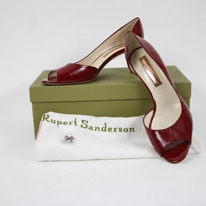 Rupert Sanderson Vogue NEW $495 Sz 38.5 Red Patent Leather Upper Inner 2" Heels - Picture 1 of 16