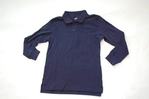 Boys NAVY BLUE L/S POLO SHIRT Solid Color SIZE M / 8 - Picture 1 of 1