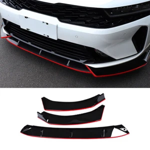 Black+Red Car Front Bumper Lip Splitter Spoiler Refit 3X For Kia K5 2021-2023 - Foto 1 di 5