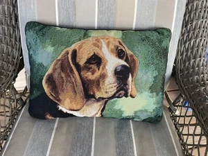 Woven Tapestry Beagle Dog Throw Pillow Accent Decor 17X 11.5 Rectangle By Picken - Picture 1 of 3