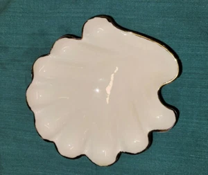 VTG Sea Shell porcelain china art pottery dish gold trim SIGNED J Laur Ocean - Picture 1 of 11