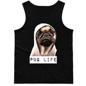 🔥 Mopsleben Herren Unisex Tank Top Lustig Schläger Mops Hunde Welpen Parodie Witz Geschenk T-Shirt - Bild 1 von 4
