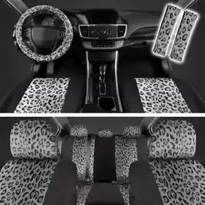 Car Leopard 6 Car Seat Covers Full Set, Includes Matching Seat Belt Pads - Picture 1 of 7